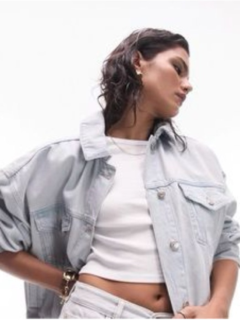 Topshop Light Wash Denim Jacket with voluminous sleeves - Casual Women’s jacket